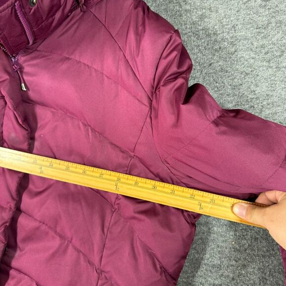 Lands' End Down Coat w/ hood Womens Large L 14-16 Red Purple - Picture 7 of 10